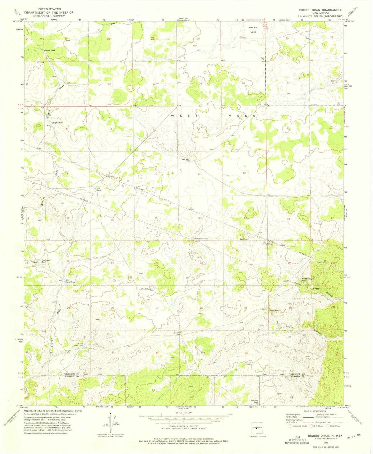1972 Bigbeeraw, NM - New Mexico - USGS Topographic Map