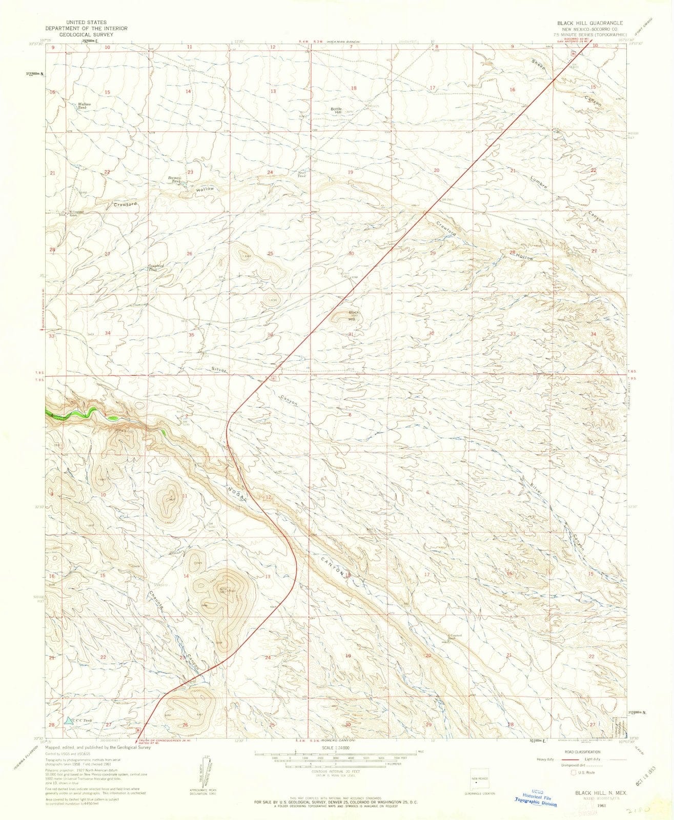 1961 Black Hill, NM - New Mexico - USGS Topographic Map