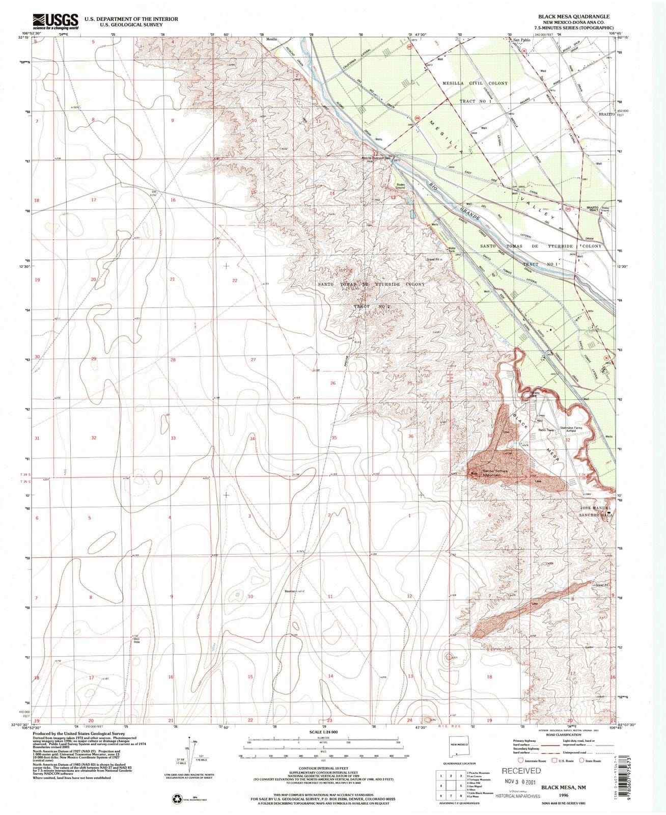 1996 Black Mesa, NM - New Mexico - USGS Topographic Map