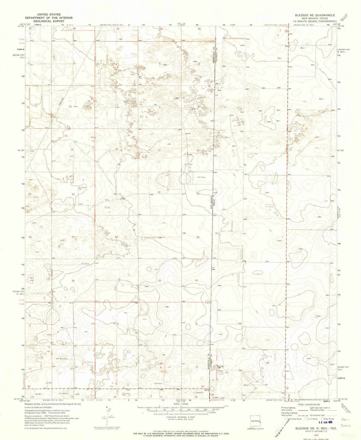 1970 Bledsoe, NM - New Mexico - USGS Topographic Map