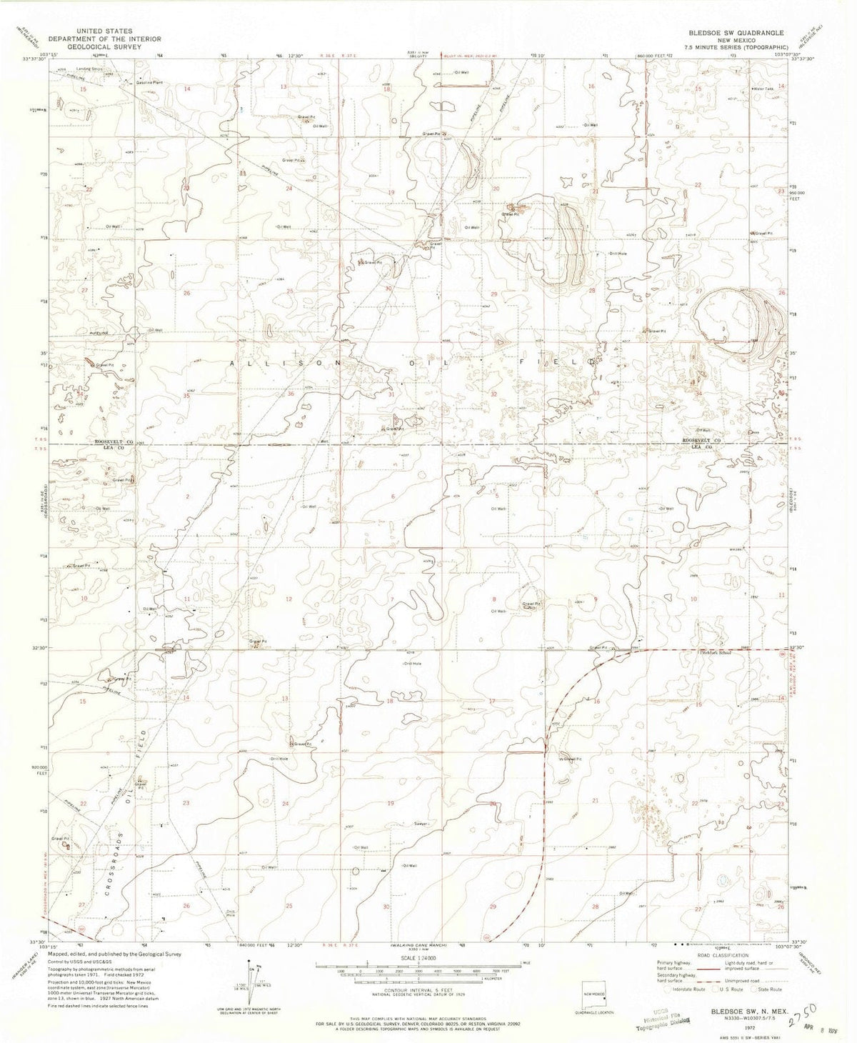 1972 Bledsoe, NM - New Mexico - USGS Topographic Map