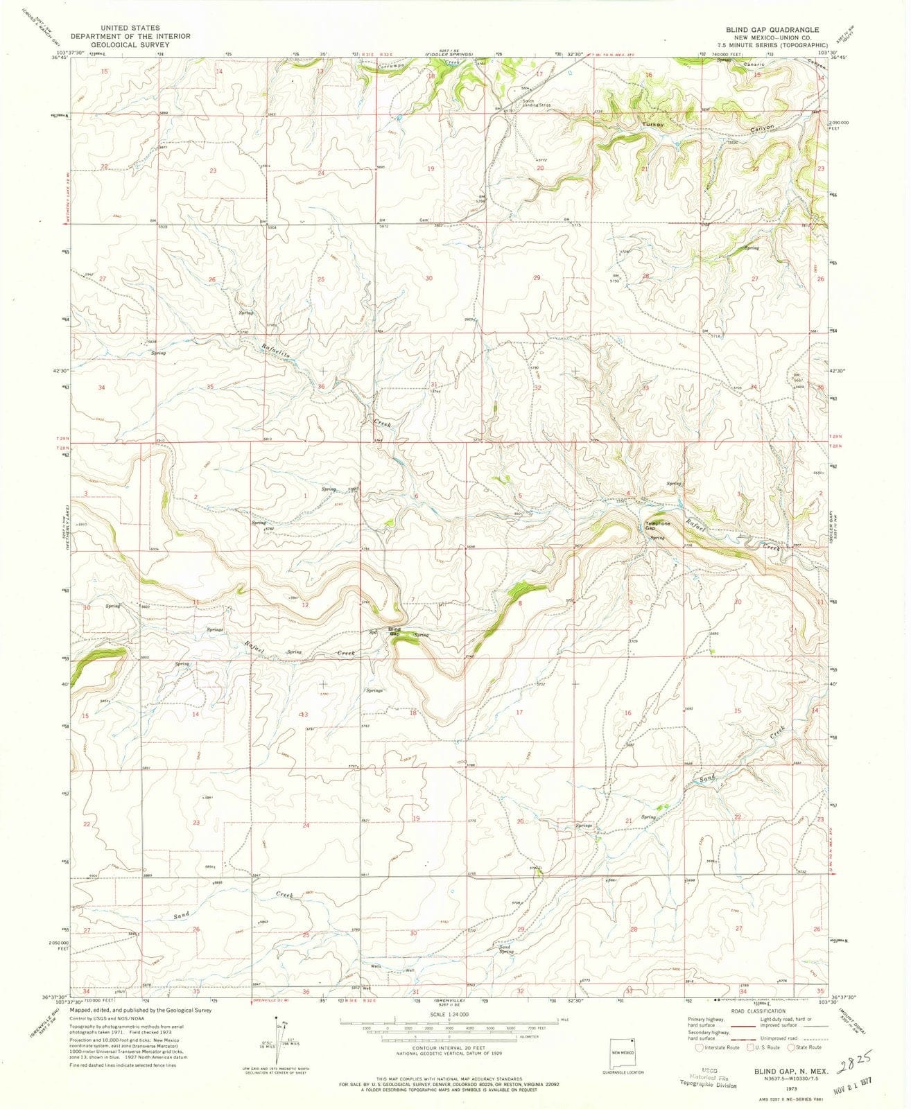 1973 Blind Gap, NM - New Mexico - USGS Topographic Map
