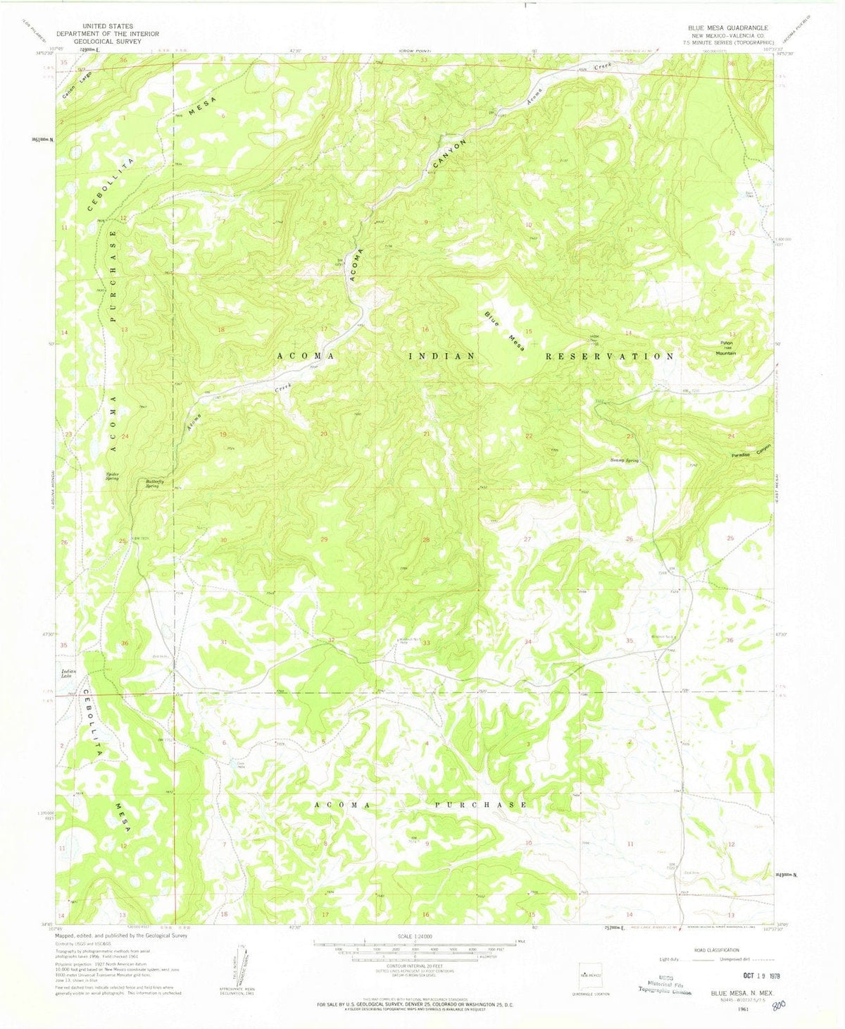 1961 Blue Mesa, NM - New Mexico - USGS Topographic Map