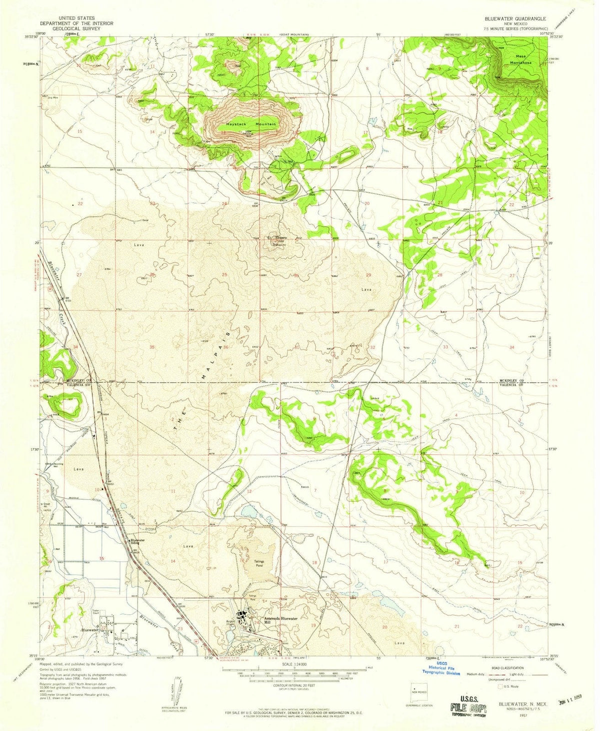 1957 Bluewater, NM - New Mexico - USGS Topographic Map