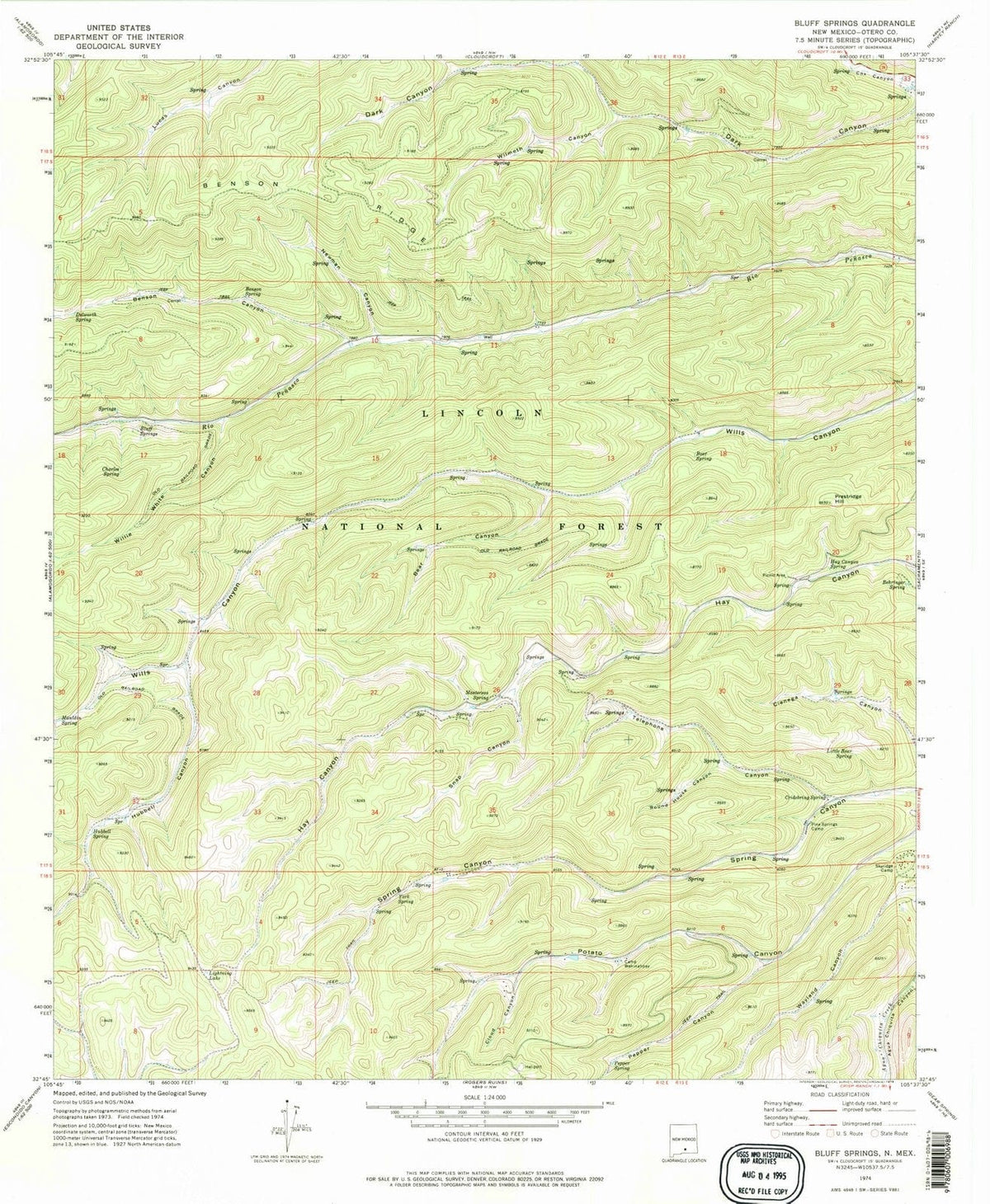 1974 Bluff Springs, NM - New Mexico - USGS Topographic Map