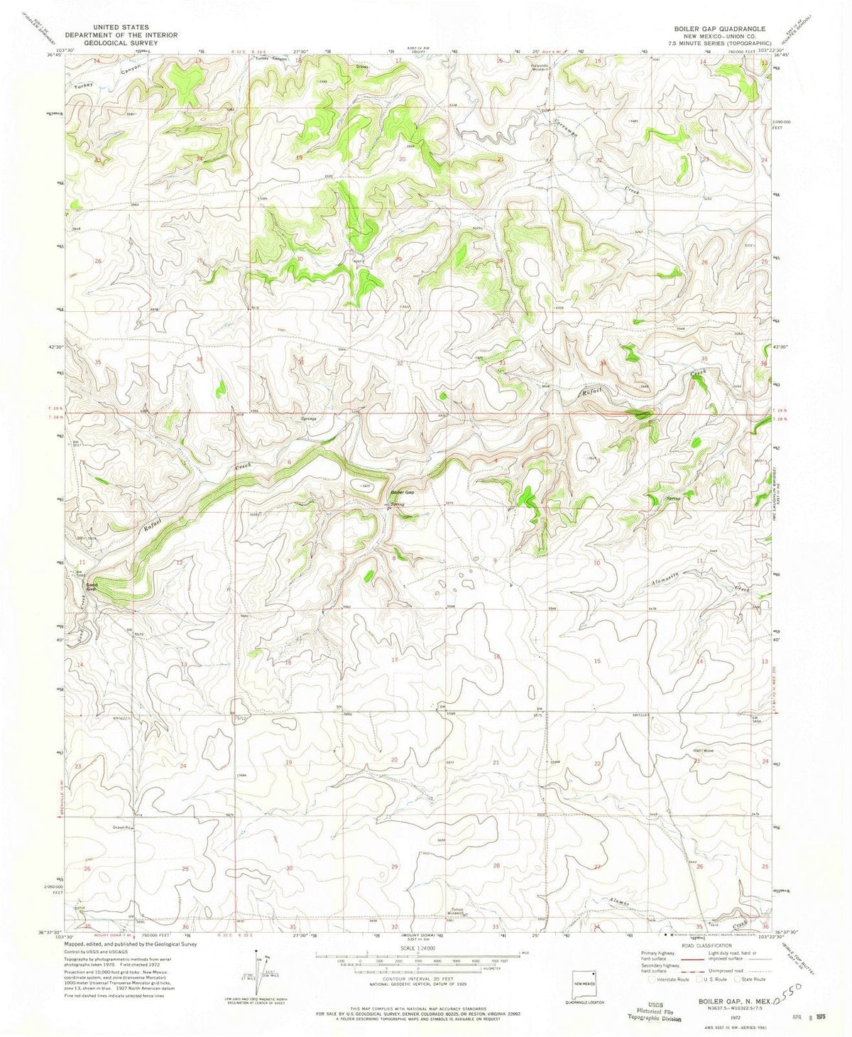 1972 Boiler Gap, NM - New Mexico - USGS Topographic Map