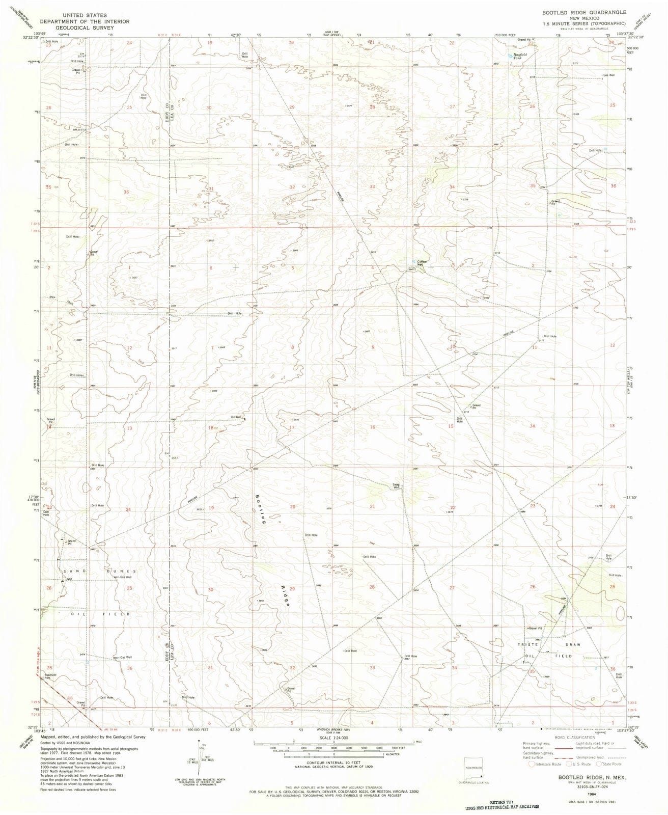 1984 Bootleg Ridge, NM - New Mexico - USGS Topographic Map