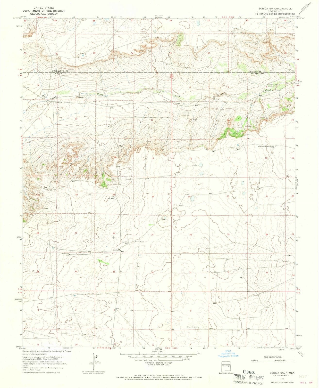 1966 Borica, NM - New Mexico - USGS Topographic Map