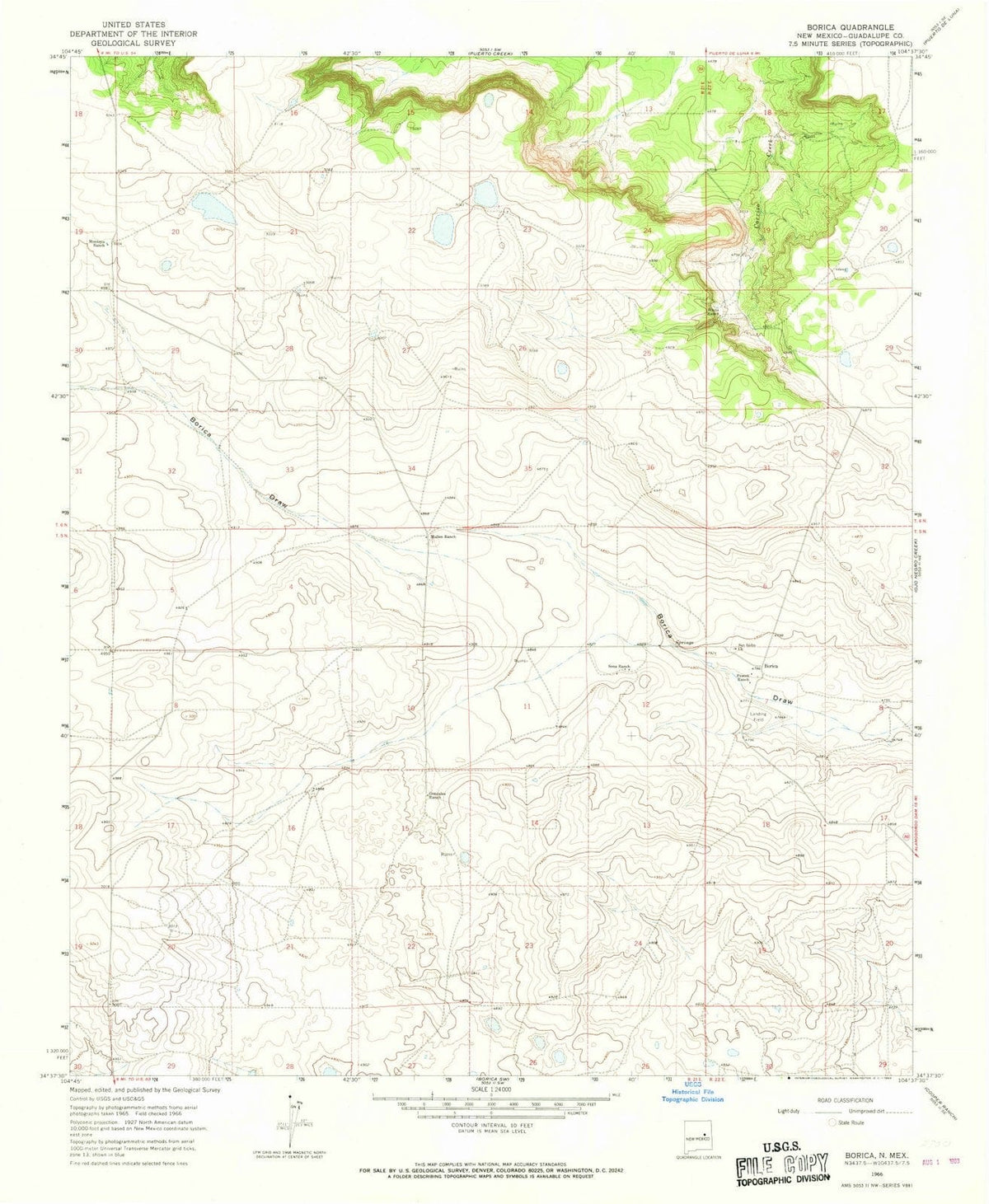 1966 Borica, NM - New Mexico - USGS Topographic Map v2