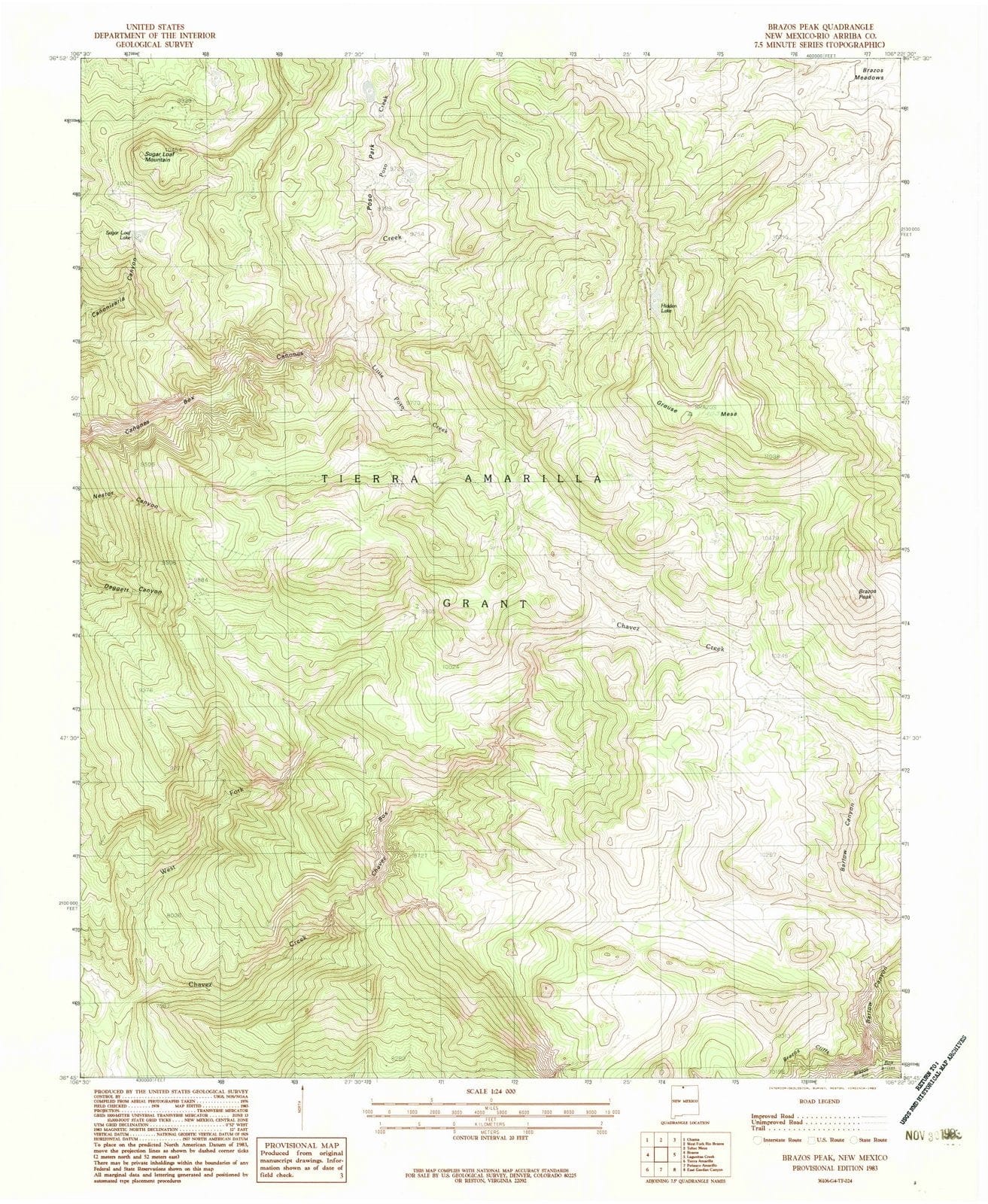 1983 Brazos Peak, NM - New Mexico - USGS Topographic Map
