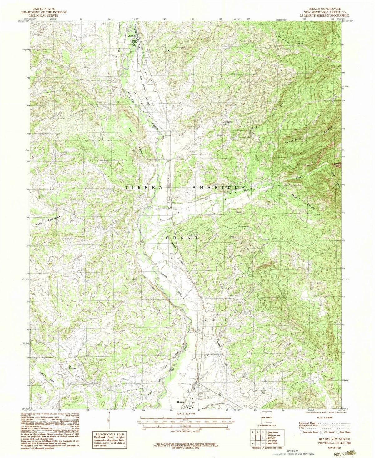 1983 Brazos, NM - New Mexico - USGS Topographic Map