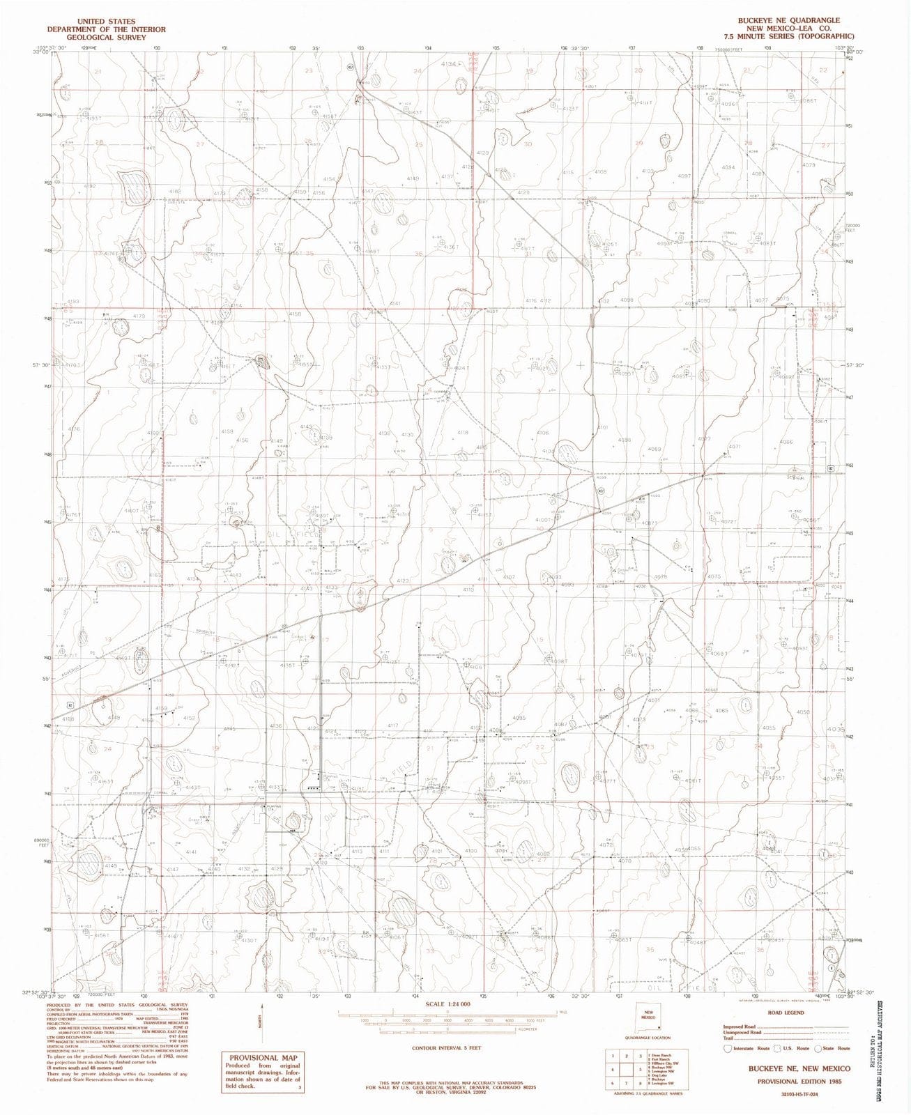 1985 Buckeye, NM - New Mexico - USGS Topographic Map
