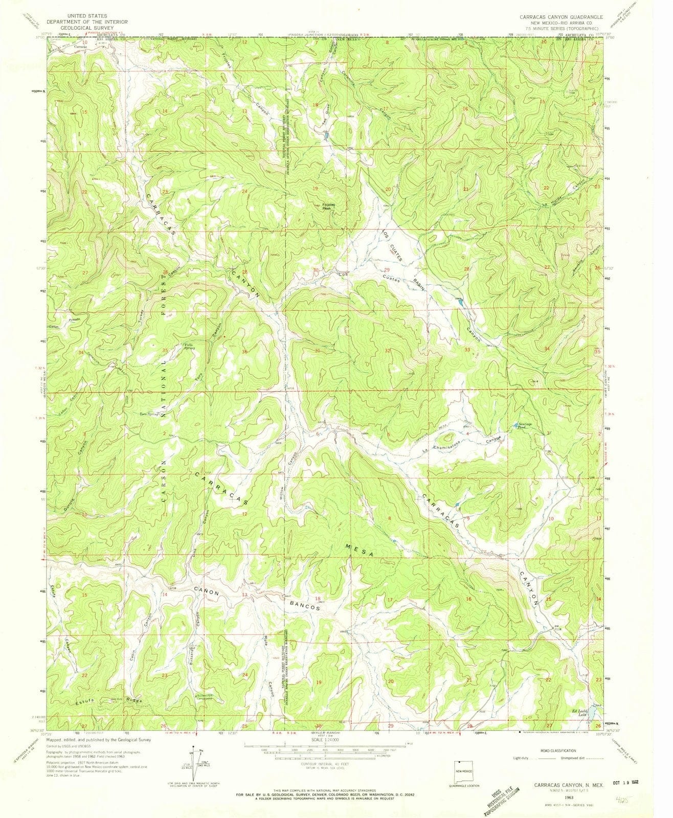 1963 Carracas Canyon, NM - New Mexico - USGS Topographic Map