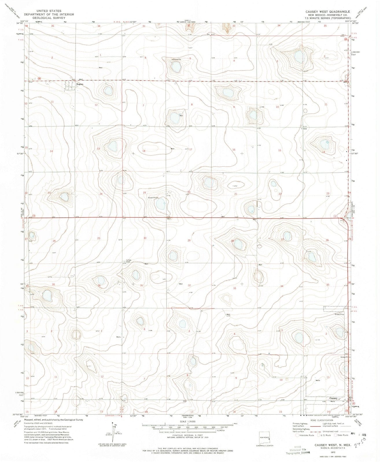 1972 Causey West, NM - New Mexico - USGS Topographic Map