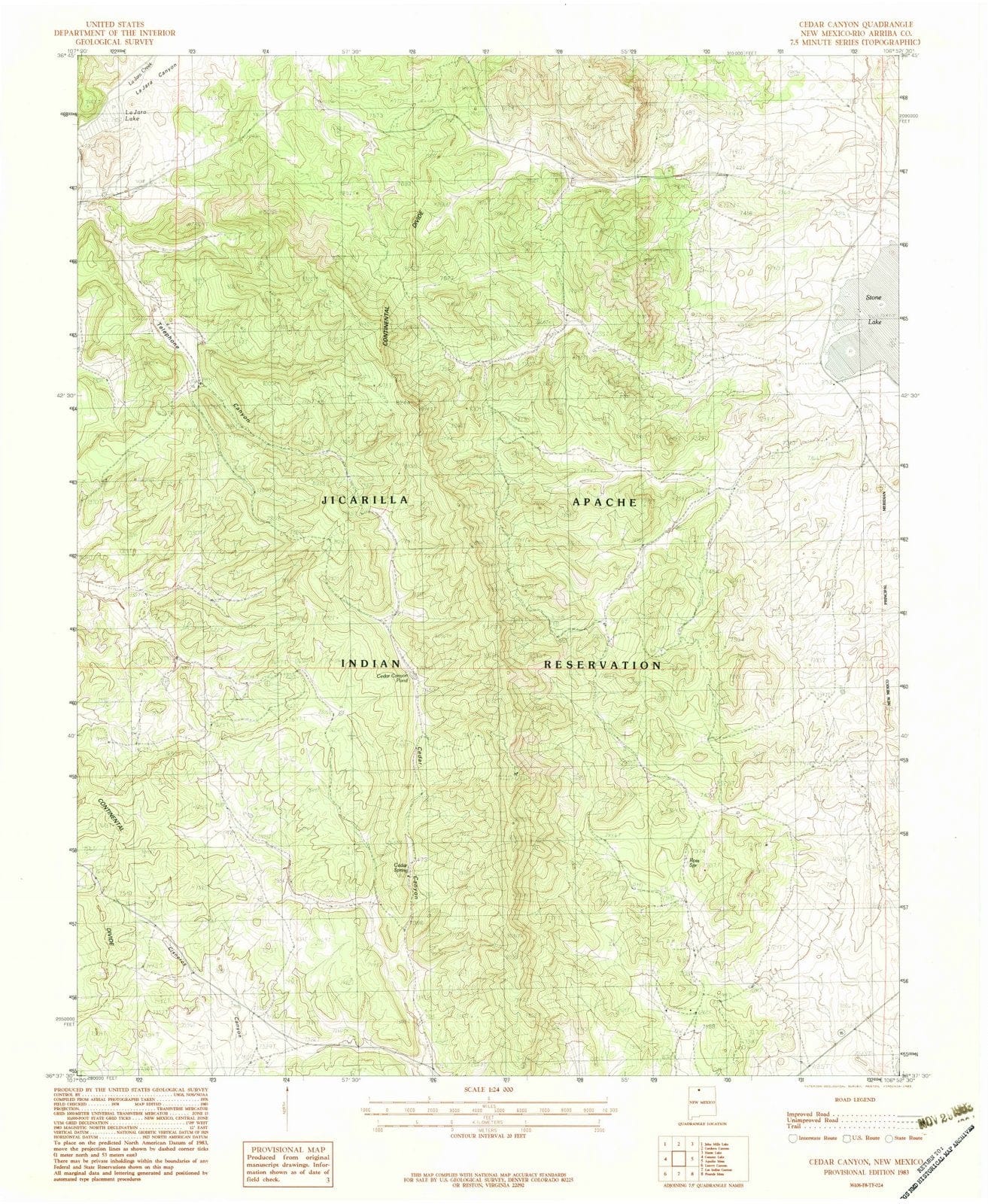 1983 Cedar Canyon, NM - New Mexico - USGS Topographic Map