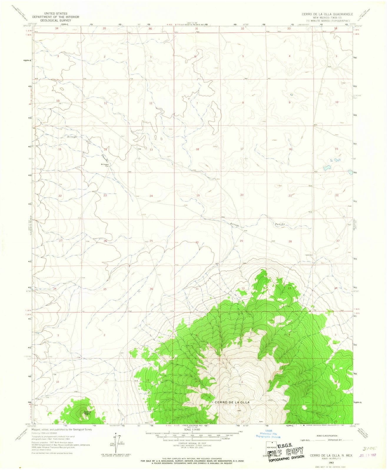 1963 Cerroe La Olla, NM - New Mexico - USGS Topographic Map