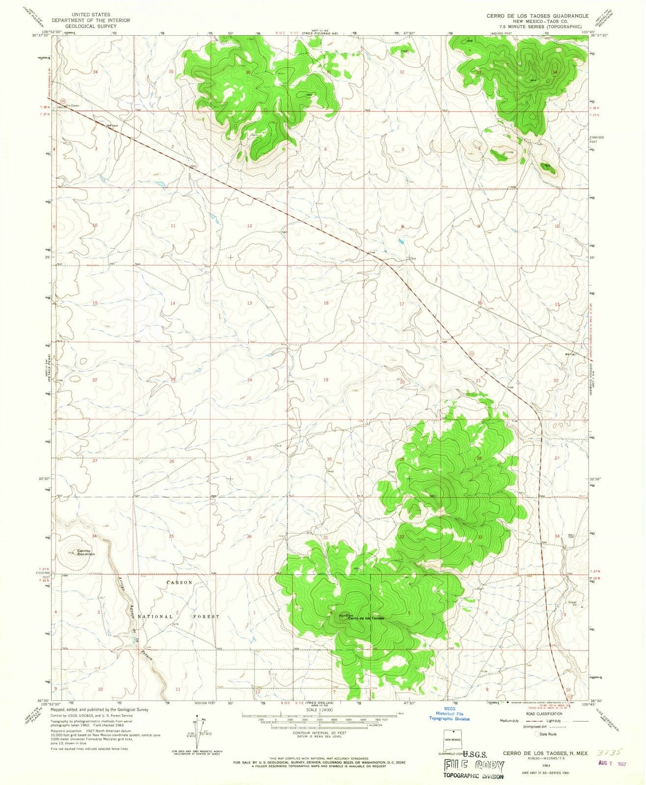 1963 Cerroe Los Taoses, NM - New Mexico - USGS Topographic Map