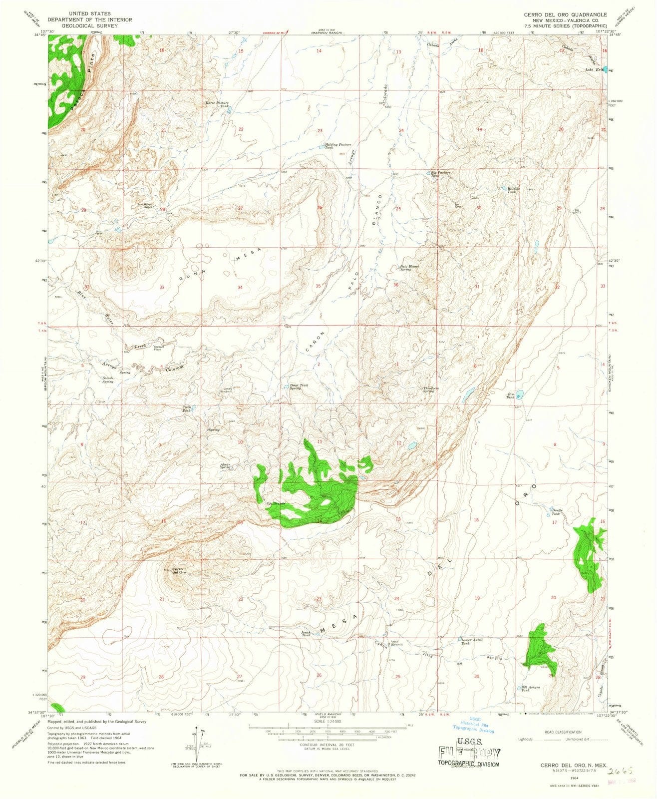 1964 Cerroel Oro, NM - New Mexico - USGS Topographic Map