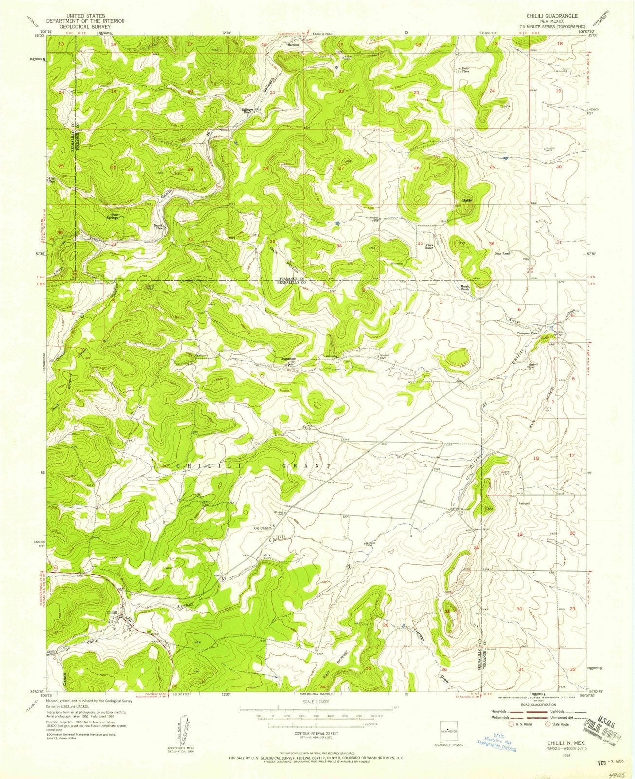 1954 Chilili, NM - New Mexico - USGS Topographic Map