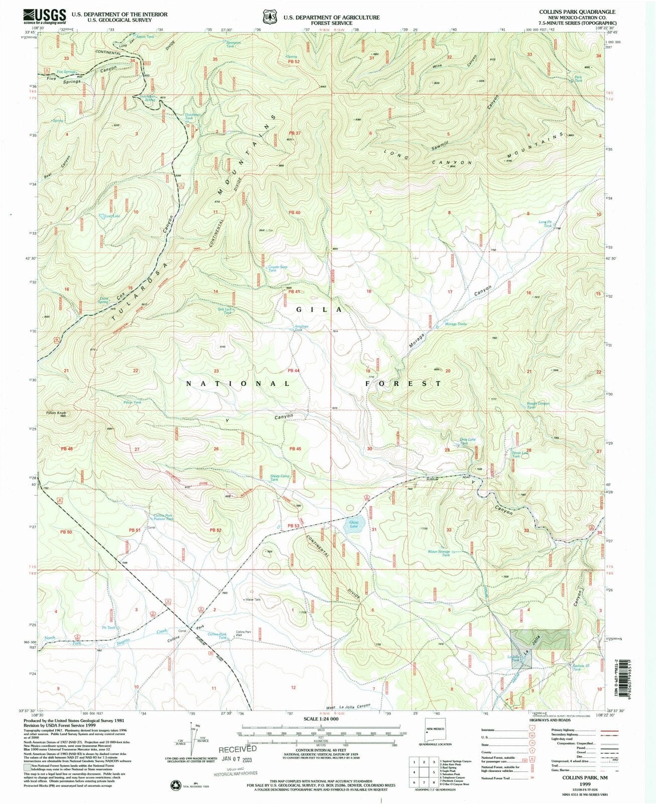 1999 Collins Parks, NM - New Mexico - USGS Topographic Map