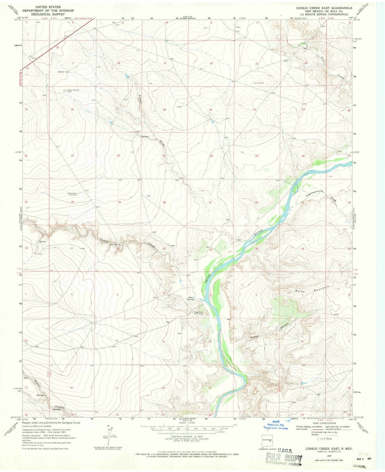 1967 Conejo Creek East, NM - New Mexico - USGS Topographic Map