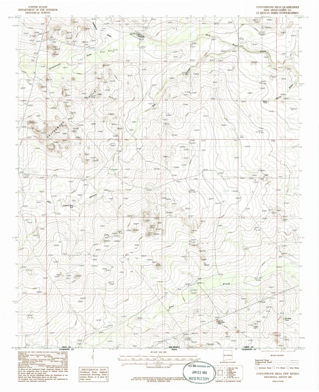 1985 Cottonwood Hills, NM - New Mexico - USGS Topographic Map