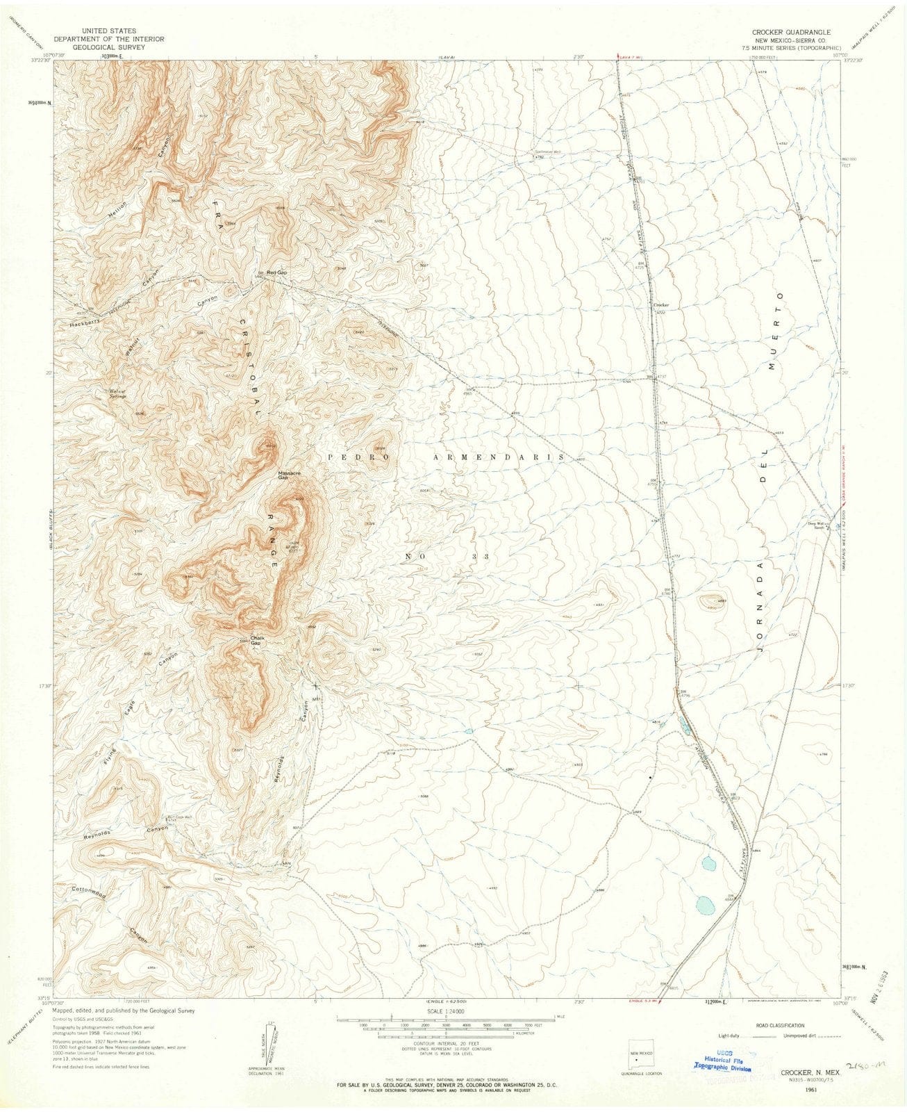 1961 Crocker, NM - New Mexico - USGS Topographic Map