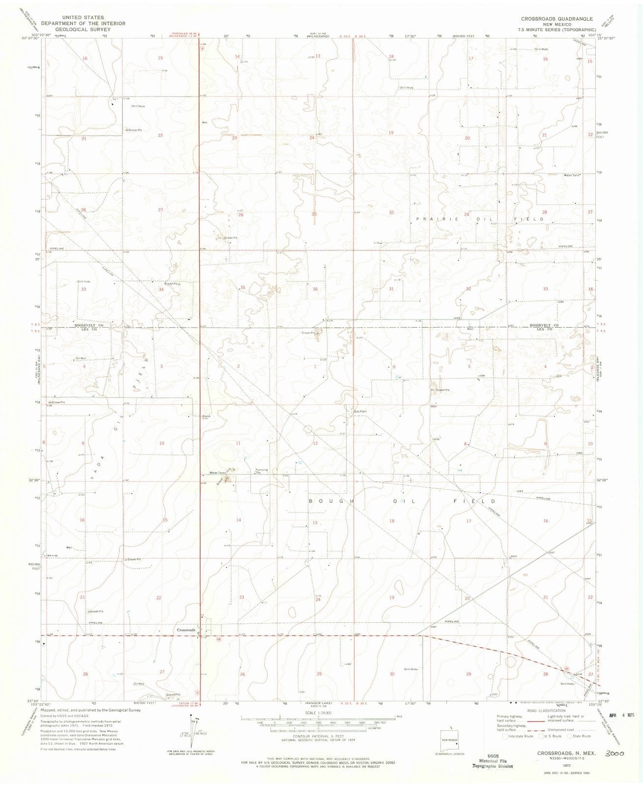 1972 Crossroads, NM - New Mexico - USGS Topographic Map