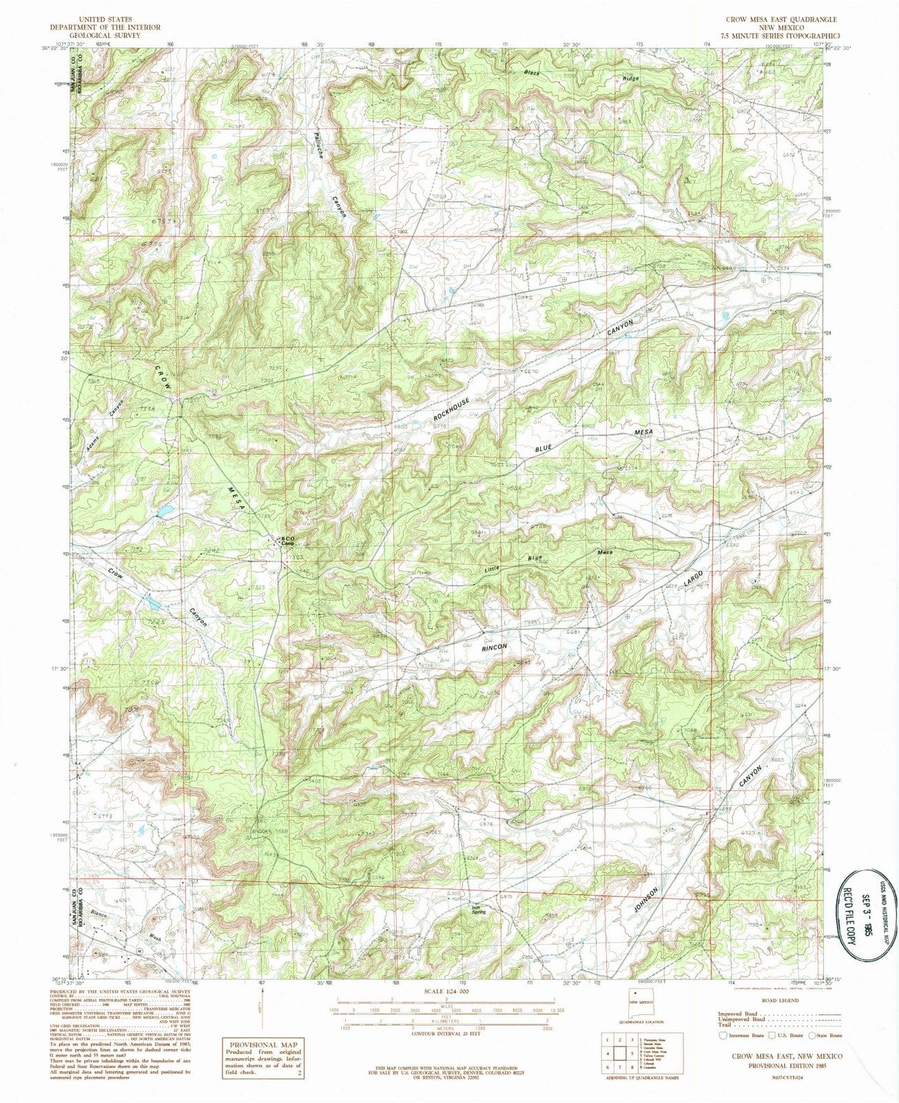 1985 Crow Mesa East, NM - New Mexico - USGS Topographic Map