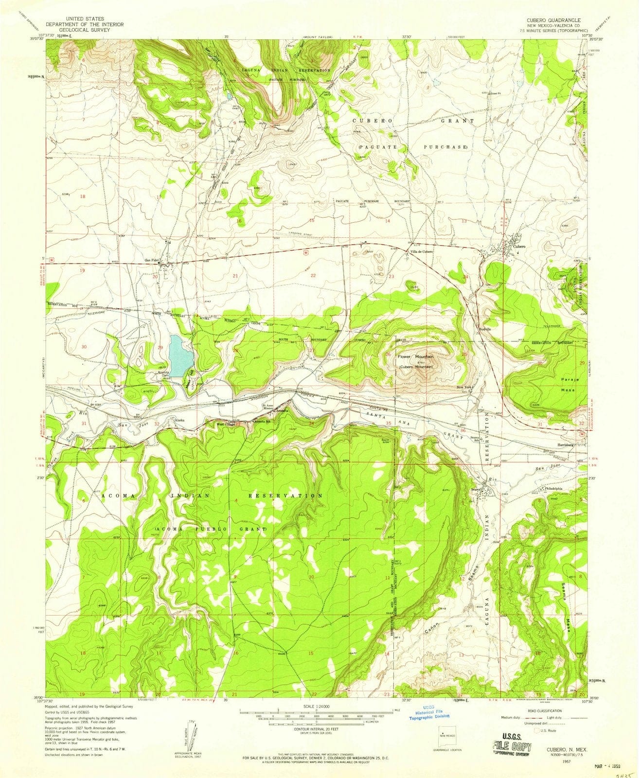 1957 Cubero, NM - New Mexico - USGS Topographic Map