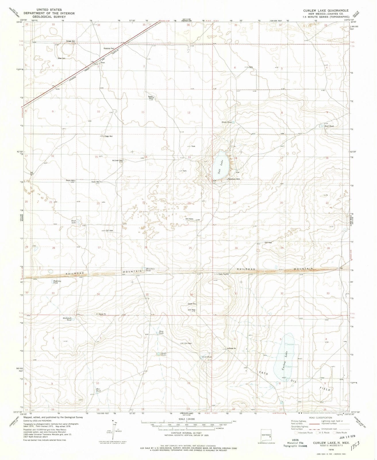 1978 Curlew Lake, NM - New Mexico - USGS Topographic Map