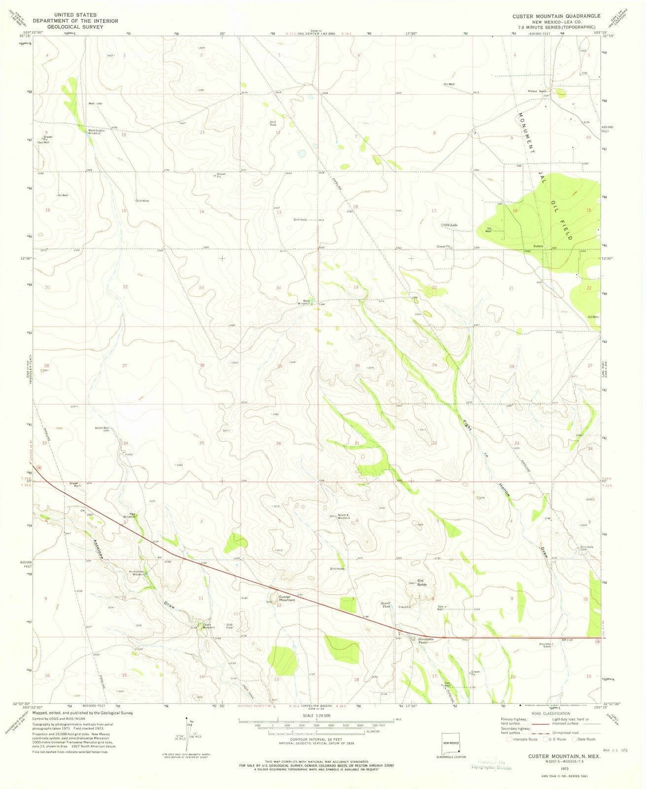 1973 Custer Mountain, NM - New Mexico - USGS Topographic Map