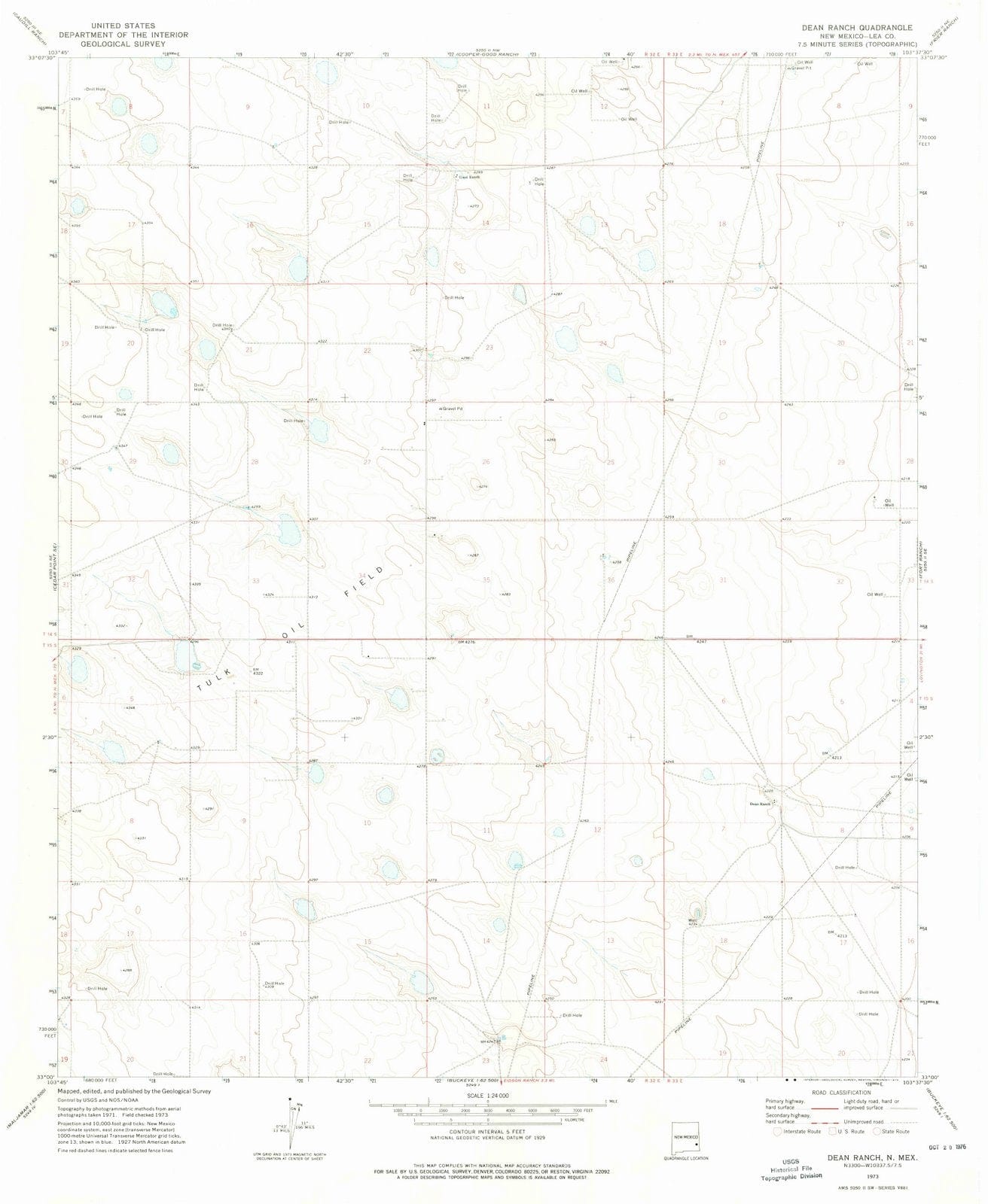 1973 Dean Ranch, NM - New Mexico - USGS Topographic Map