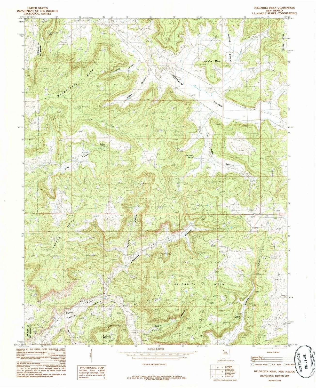 1985 Delgadita Mesa, NM - New Mexico - USGS Topographic Map