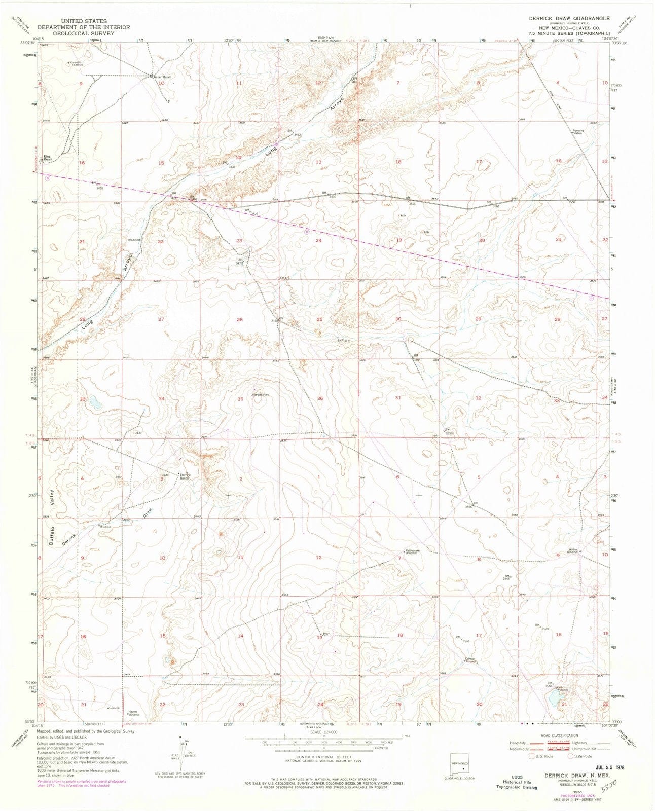 1951 Derrickraw, NM - New Mexico - USGS Topographic Map