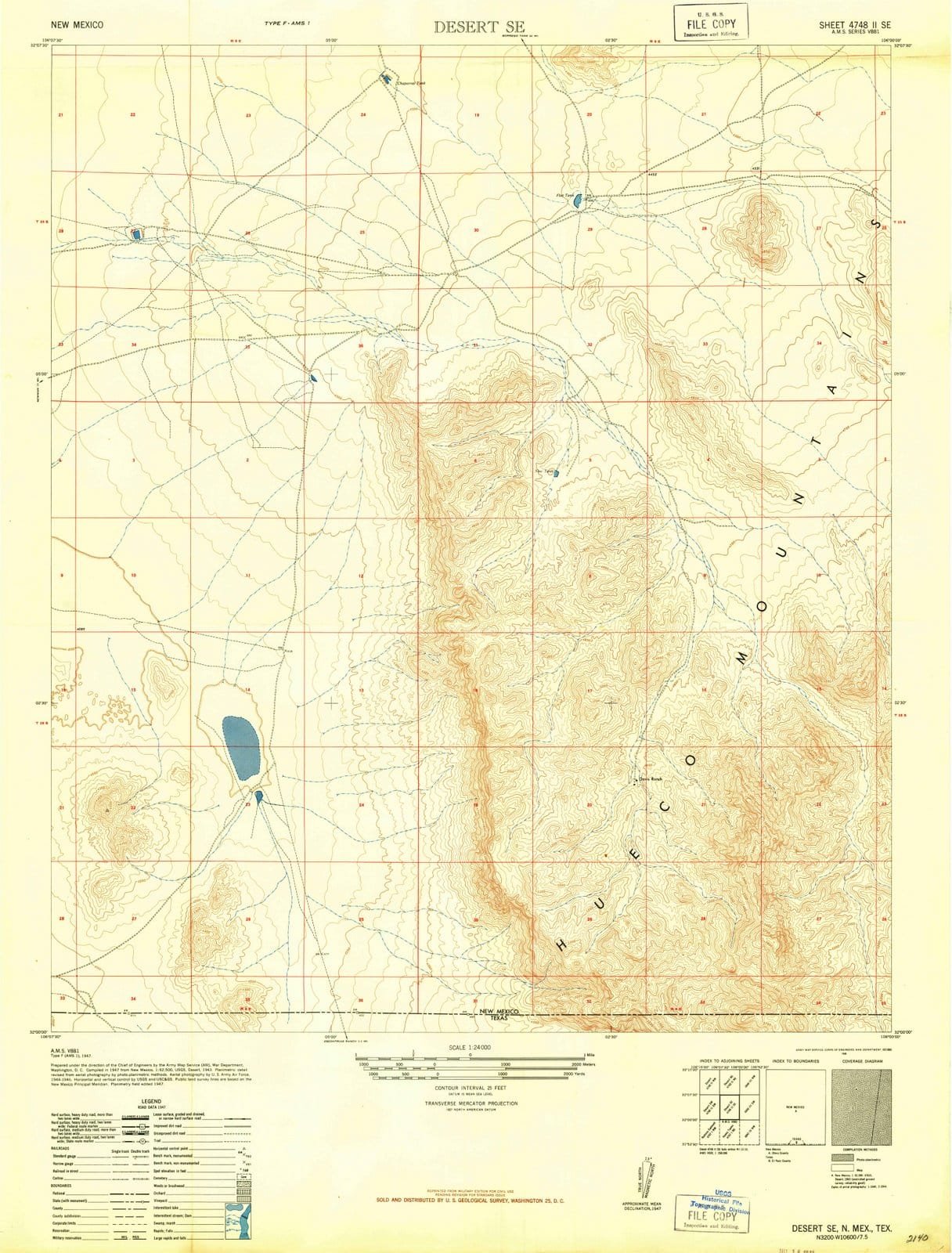 1948 Desert, NM - New Mexico - USGS Topographic Map