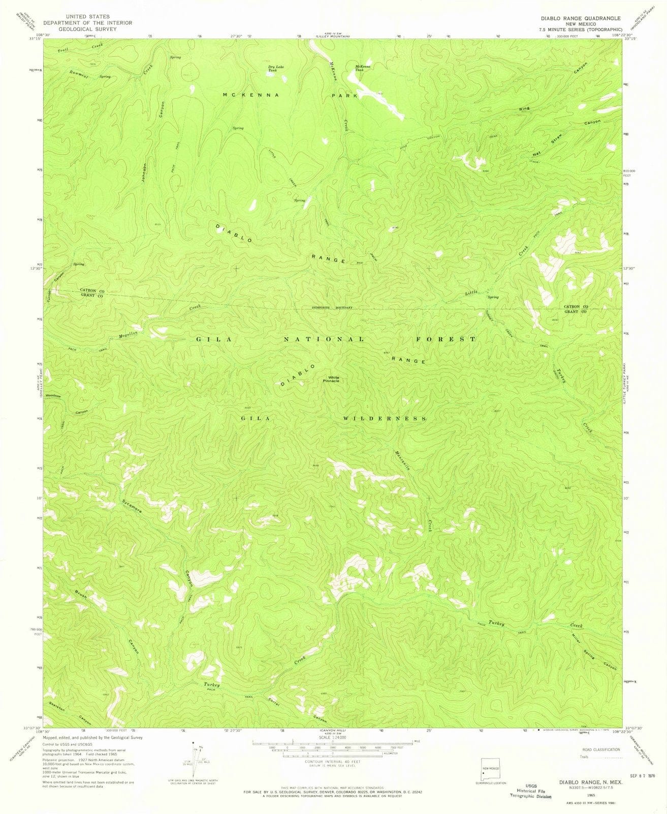 1965 Diablo Range, NM - New Mexico - USGS Topographic Map