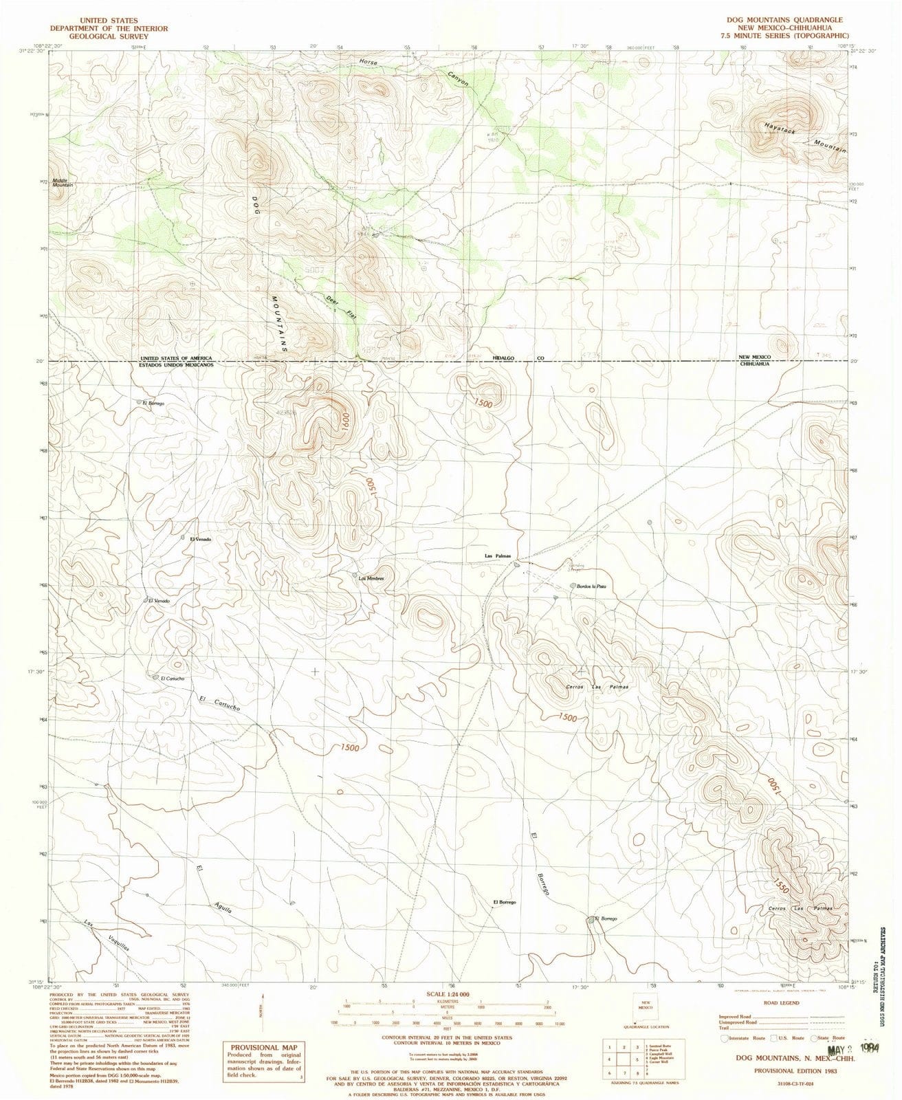 1983 Dog Mountains, NM - New Mexico - USGS Topographic Map