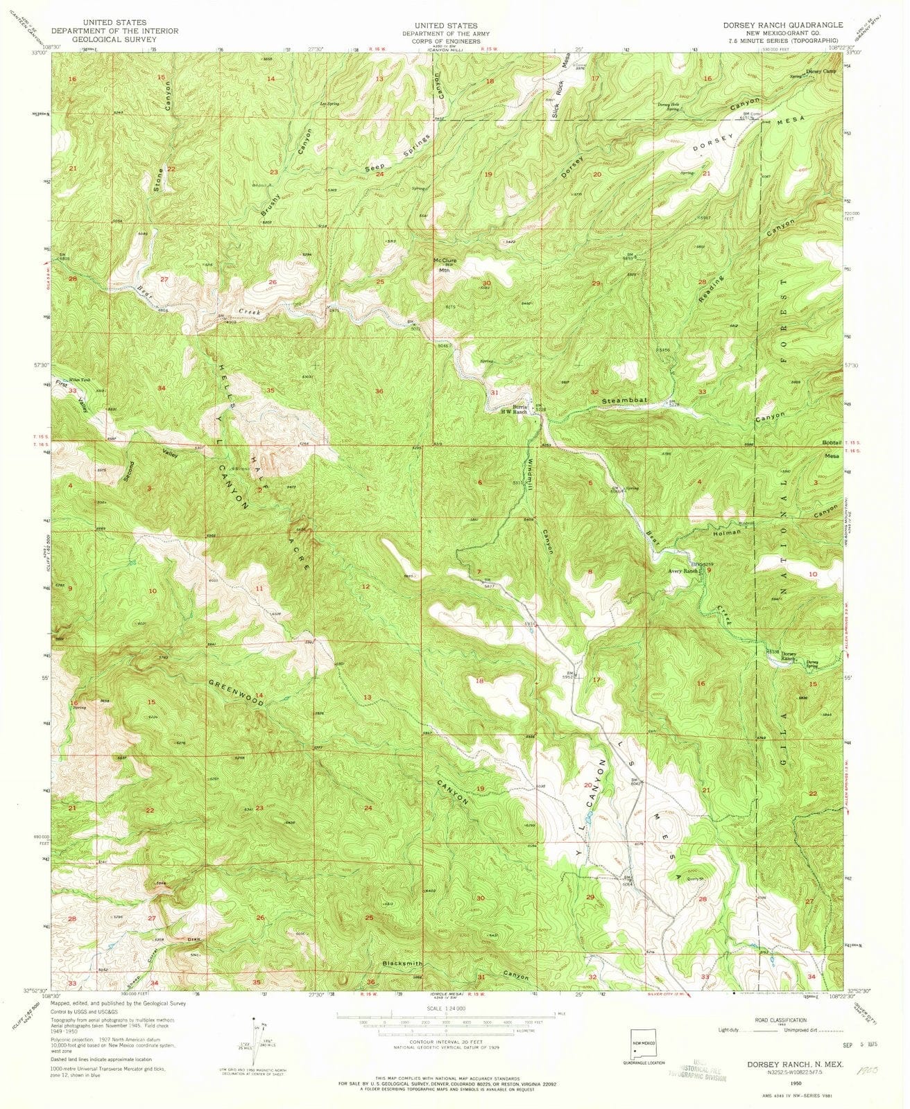 1950 Dorsey Ranch, NM - New Mexico - USGS Topographic Map