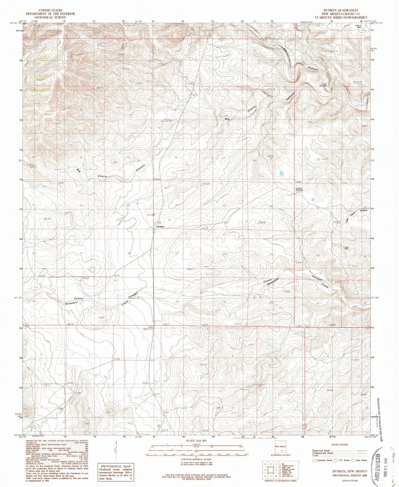 1989 Dunken, NM - New Mexico - USGS Topographic Map