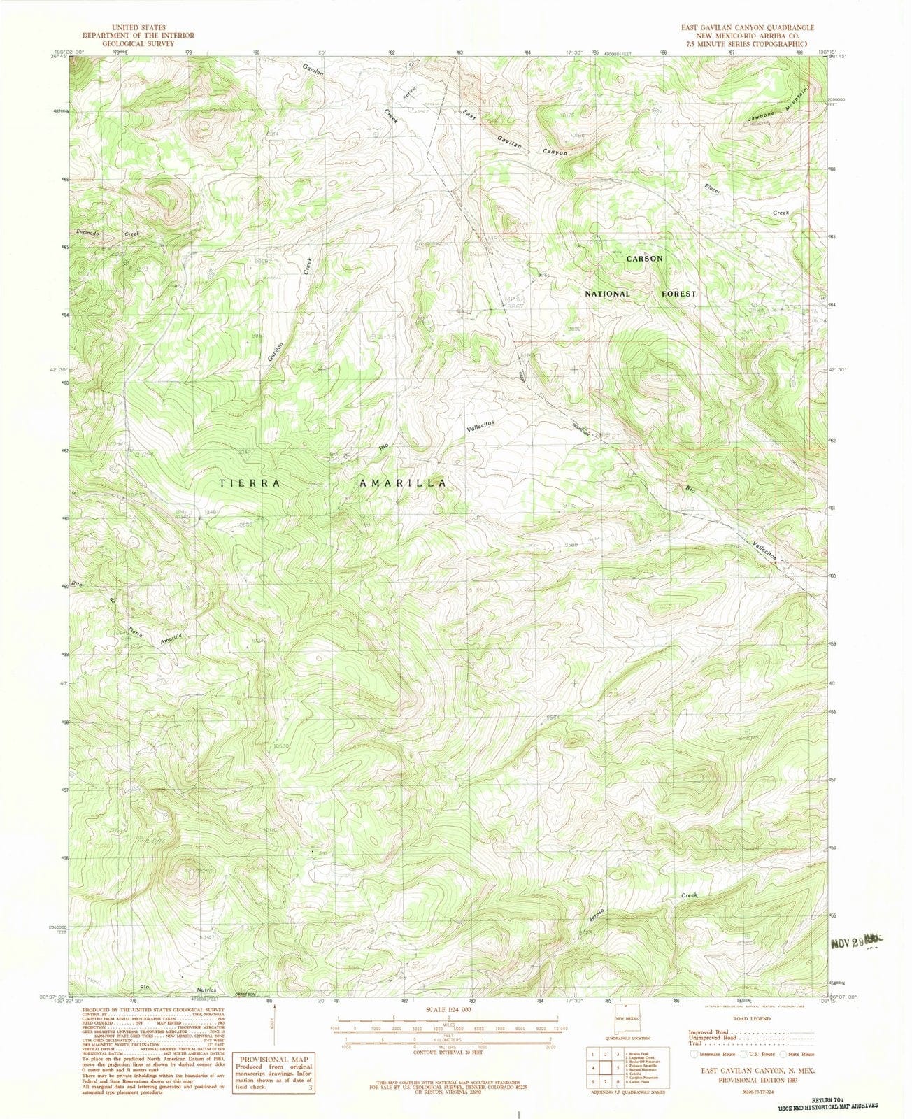 1983 East Gavilan Canyon, NM - New Mexico - USGS Topographic Map