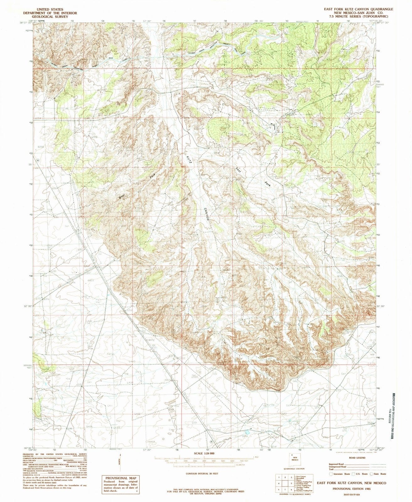 1985 East Kutz Canyon, NM - New Mexico - USGS Topographic Map