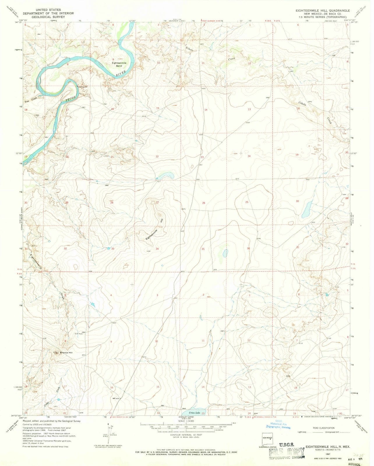 1967 Eighteenmile Hill, NM - New Mexico - USGS Topographic Map