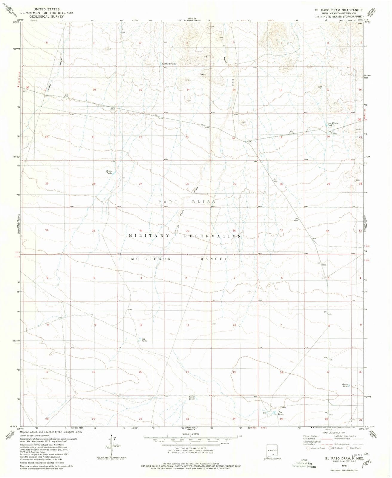 1980 El Pasoraw, NM - New Mexico - USGS Topographic Map
