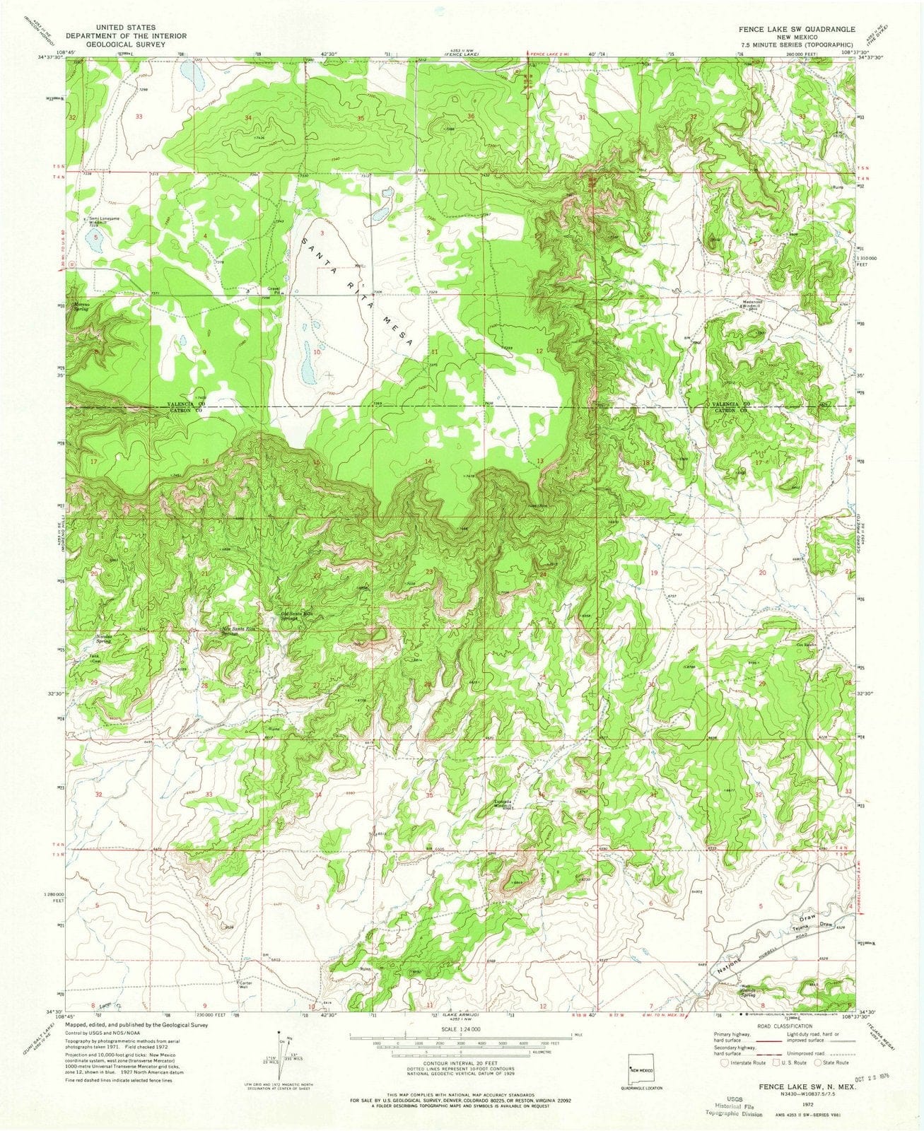 1972 Fence Lake, NM - New Mexico - USGS Topographic Map