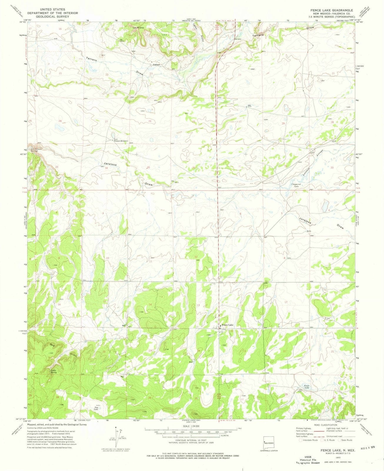 1972 Fence Lake, NM - New Mexico - USGS Topographic Map v2