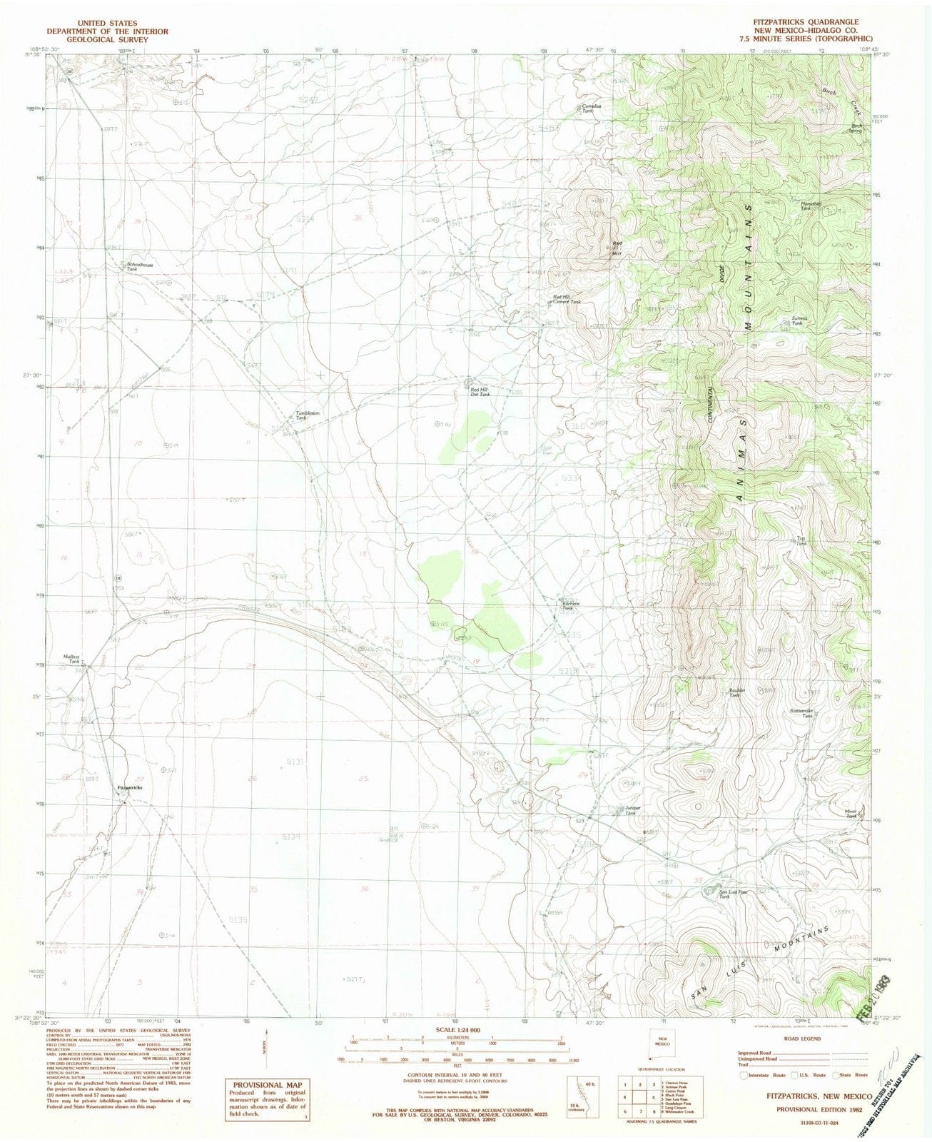 1982 Fitzpatricks, NM - New Mexico - USGS Topographic Map