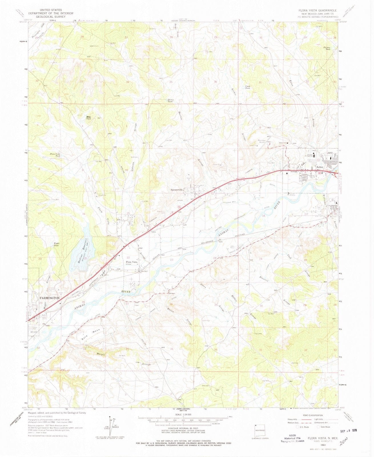 1963 Flora Vista, NM - New Mexico - USGS Topographic Map