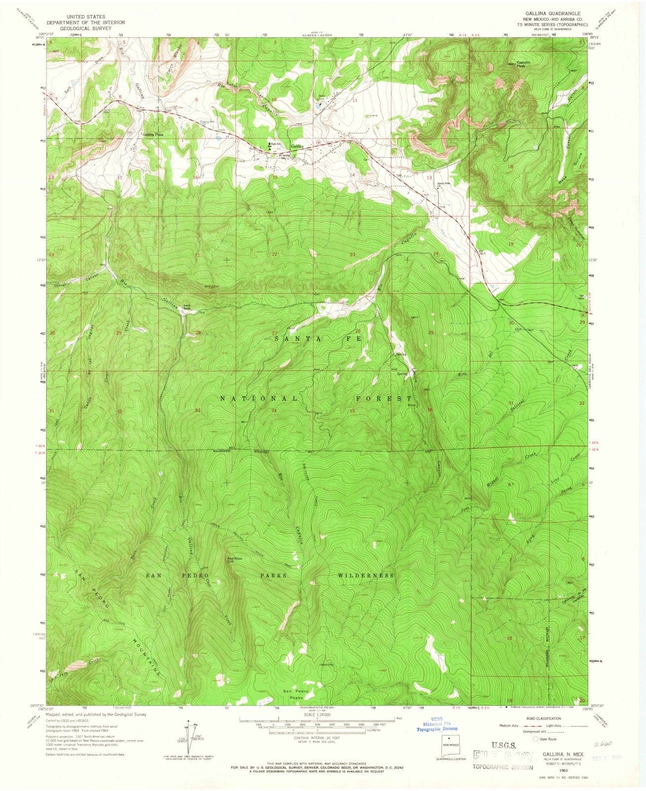 1963 Gallina, NM - New Mexico - USGS Topographic Map