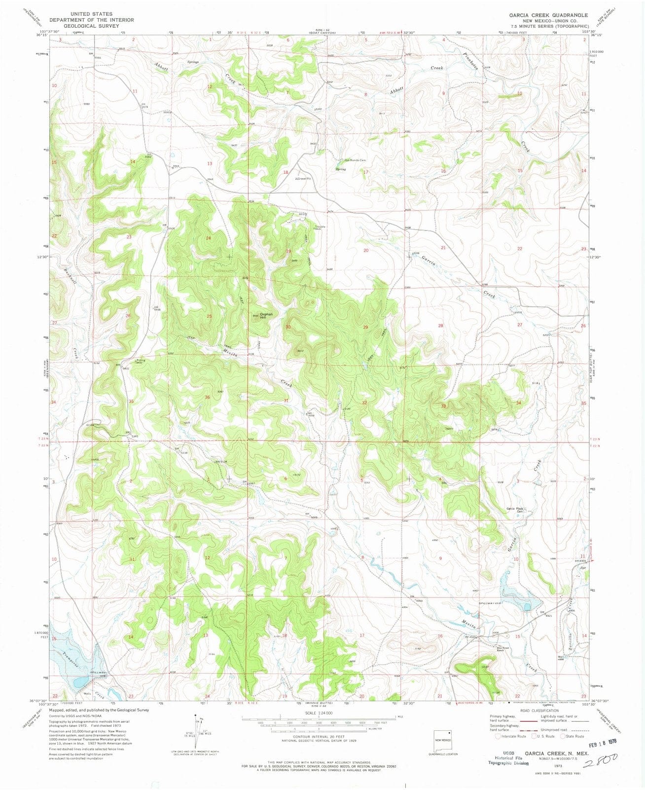 1973 Garcia Creek, NM - New Mexico - USGS Topographic Map